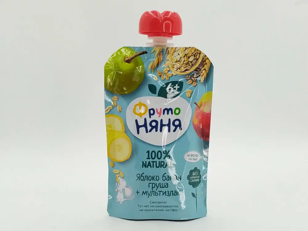 Фрутоняня пюре яблоко банан груша злаки 90г - фото 1