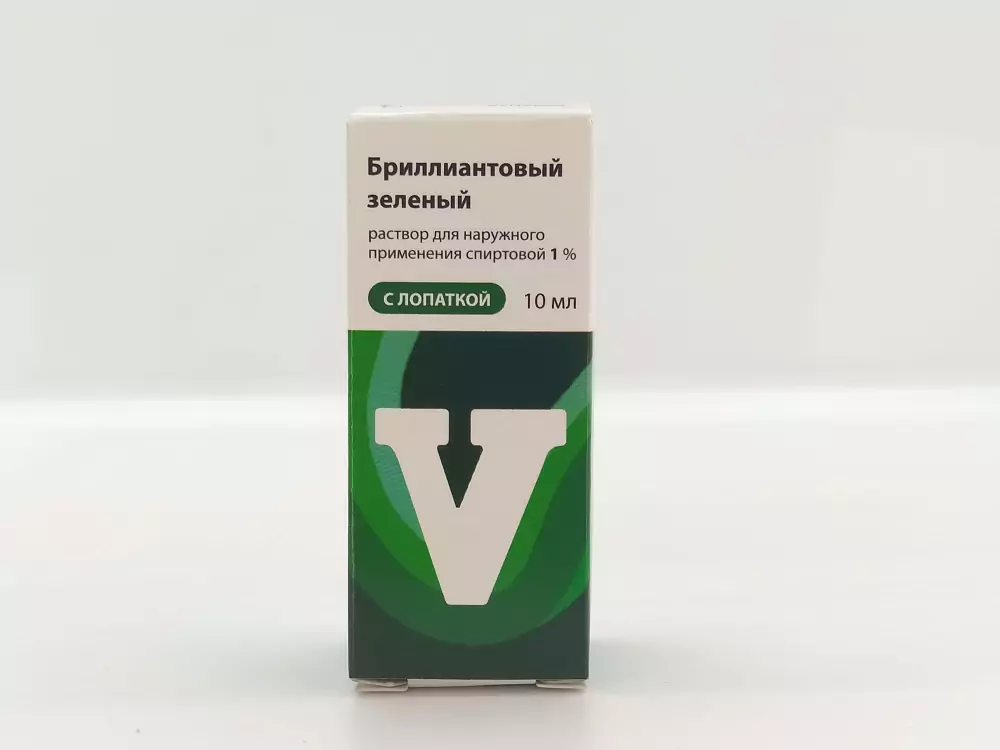 Бриллиантовый зеленый 1% спирт р-р с лопаткой 10мл - фото 1