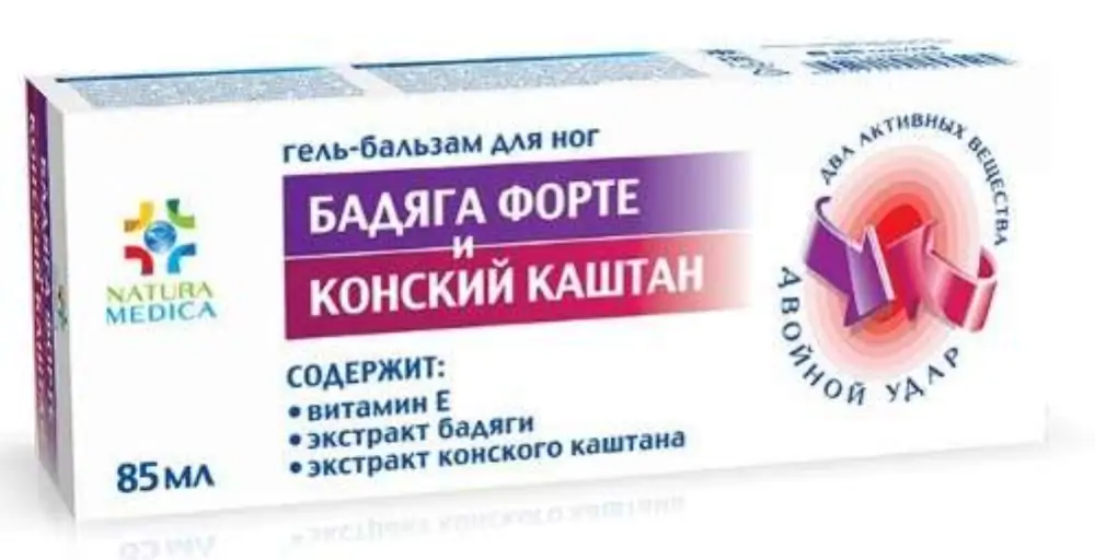 Натура Медика гель-бальзам от синяков и ушибов бадяга форте и конский каштан 85мл
