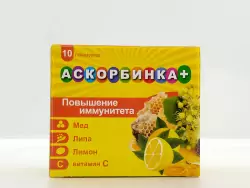 АскорбинКа мед, липа, лимон 10 пакетиков - фото 1