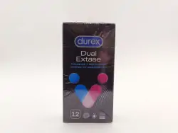 Презервативы Дюрекс Dual Extase рельефные с анестетиком №12 - фото 1