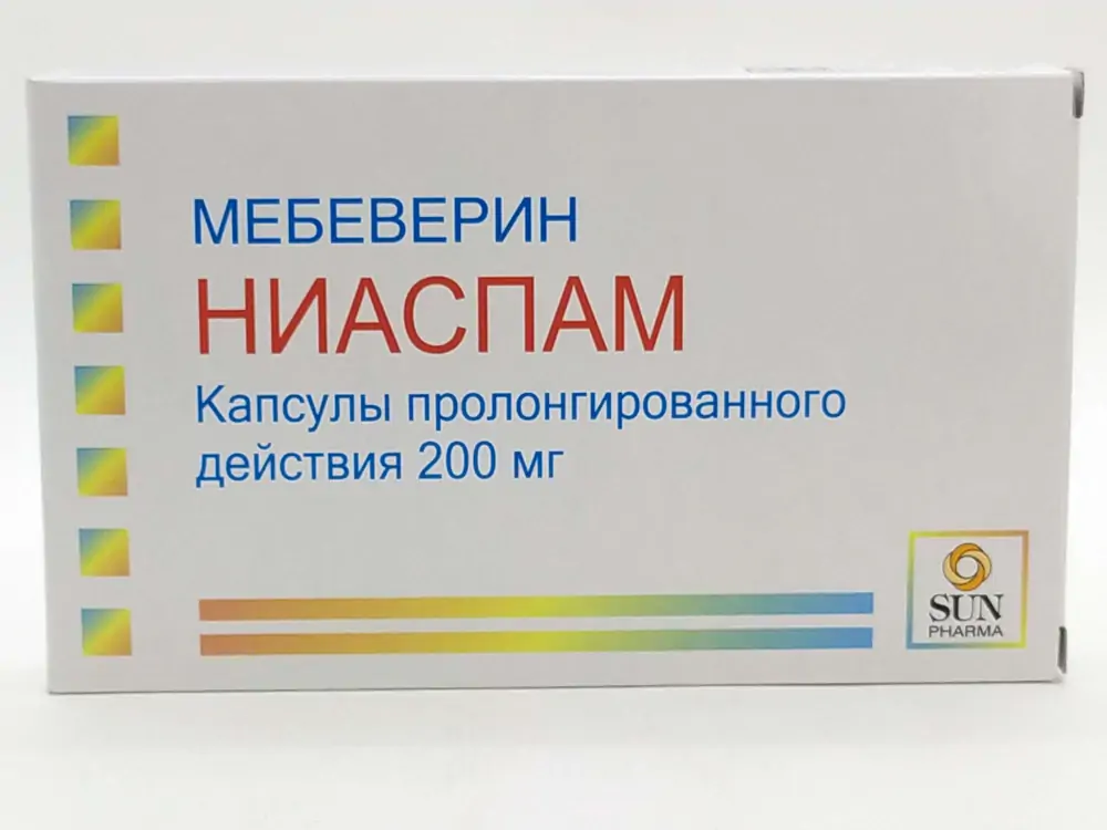 Мебеверин капсулы инструкция по применению. Ниаспам 200. Мебеверин 200. Ниаспам производитель. Мебеверин торговое название.